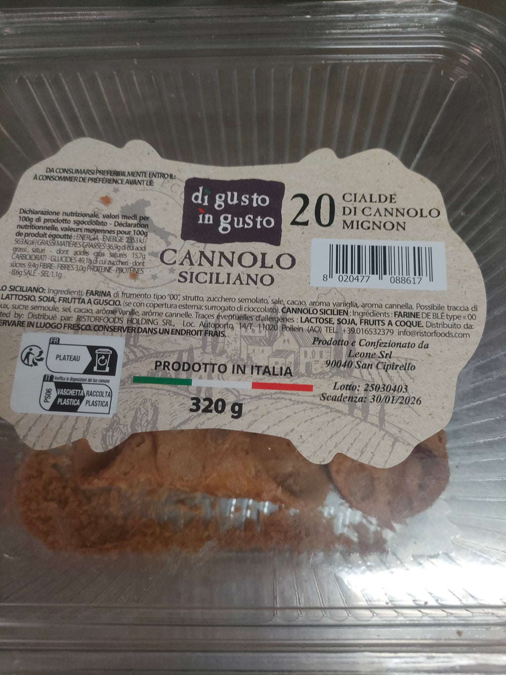 Cannoli petit "mignon" 20 pcs