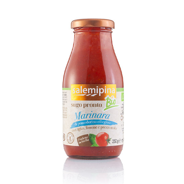 Sauce tomate Marinara bio aux tomates cerises, ail, citron et persil 250gr